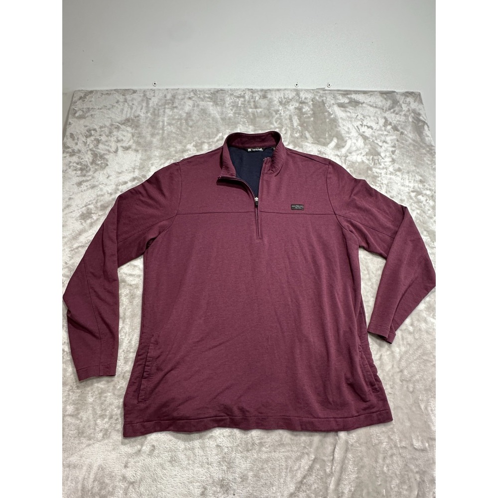 Travis Mathew Pullover Sweater Men's Size 2XL Cranberry 1/4 Zip Long Sleeve EUC